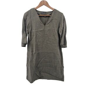 Michael Stars Size S Olive Linen Shift Dress Utility Boho Lagenlook Tunic